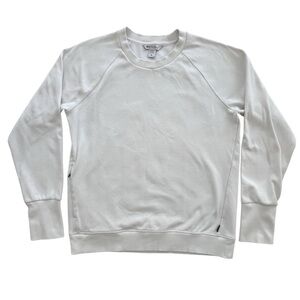 Athleta Triumph Crewneck Sweatshirt White Size M Side Zip Pockets Raglan